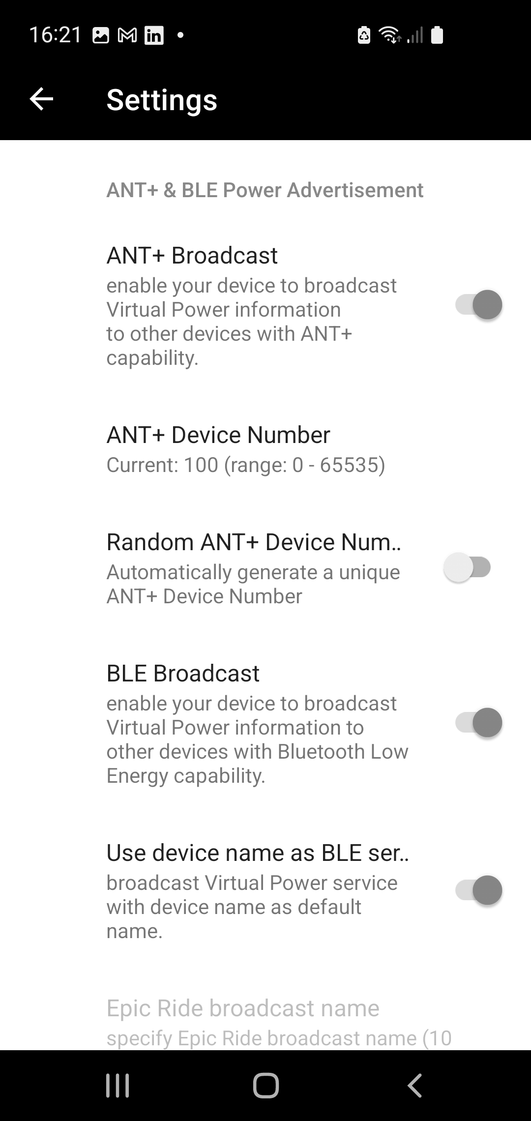 Epic Ride virtual power
